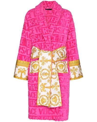 pink Versace bathrobe